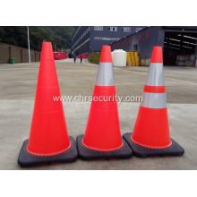Black Base Flexible Fluorescent Oranfe PVC Road Safety Cones Traffic Cones